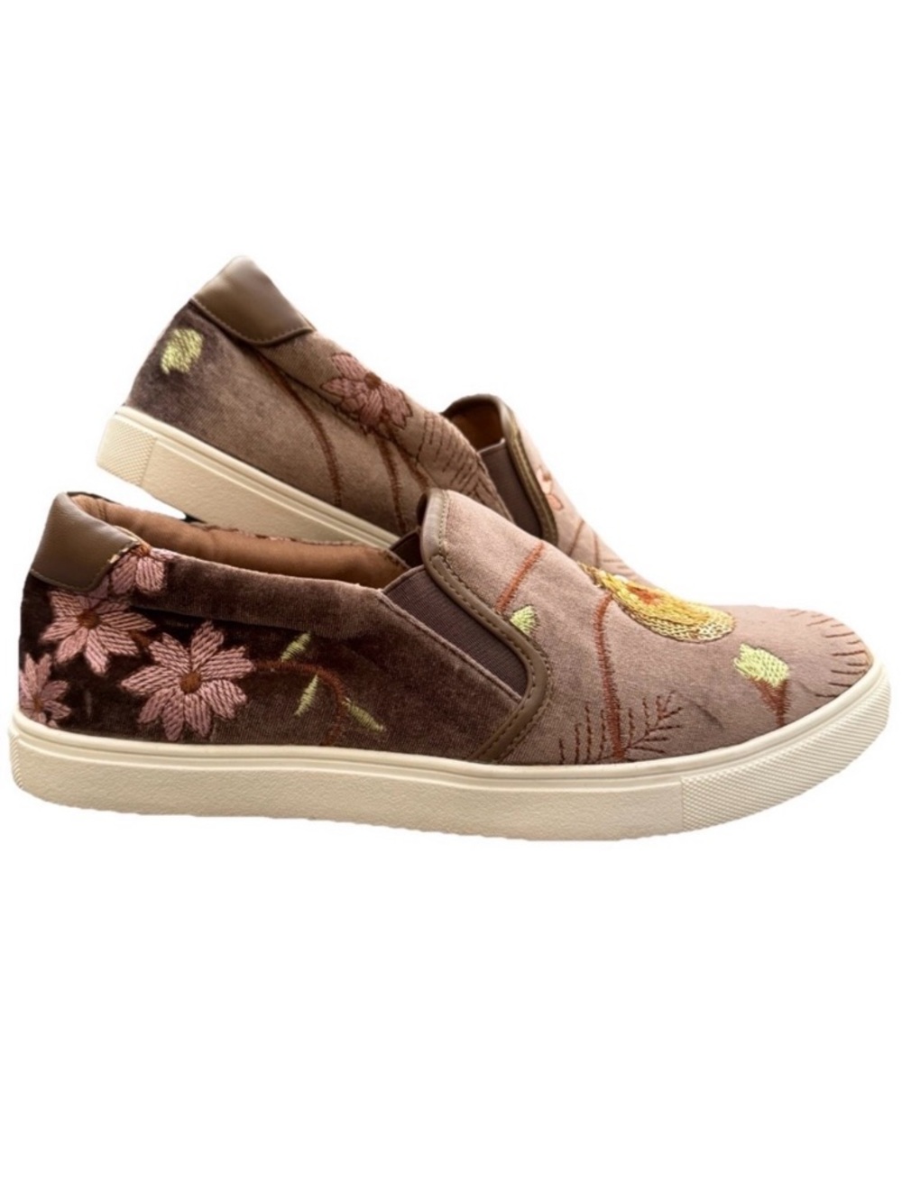 Steven Steve Madden Tatum Velvet Floral Sneakers 9 Boho Embroidered Slip On